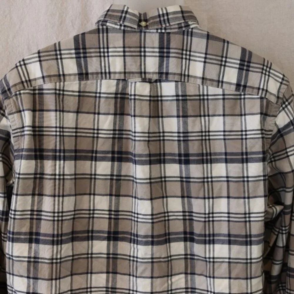 Jcrew Vintage Oxford Plaid Button Down Shirt LG Gray Black White